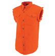 Milwaukee Leather DM1003 Men's Orange Lightweight Denim Shirt with Sleeveless Frayed Cut Off