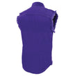 Milwaukee Leather DM1006 Men's Purple Lightweight Denim Shirt with with Frayed Cut Off Sleeveless Look