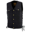 Milwaukee Leather DM1360 Men's Classic Black Denim Motorcycle Biker Riders Vest w/ Adjustable Side Laces