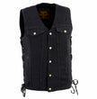 Milwaukee Leather DM1360 Men's Classic Black Denim Motorcycle Biker Riders Vest w/ Adjustable Side Laces