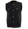 Biker's Edge DM1937 Men's Black Snap Front Denim Club Style Motorcycle Biker Rider Vest