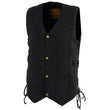 Milwaukee Leather DM1990 Men's Black 10 Pocket Side Lace Denim Vest