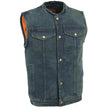 Milwaukee Leather DM2238 Men's Classic Blue Denim Club Style Vest with Snap Button Closure