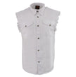Milwaukee Leather DM4006 Men's White Denim Lightweight Shirt with Sleeveless Frayed Cut Off