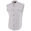 Milwaukee Leather DM4006 Men's White Denim Lightweight Shirt with Sleeveless Frayed Cut Off