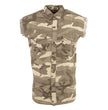 Milwaukee Leather DM4009 Men's Sand Lightweight Denim Shirt with with Frayed Cut Off Sleeveless Look
