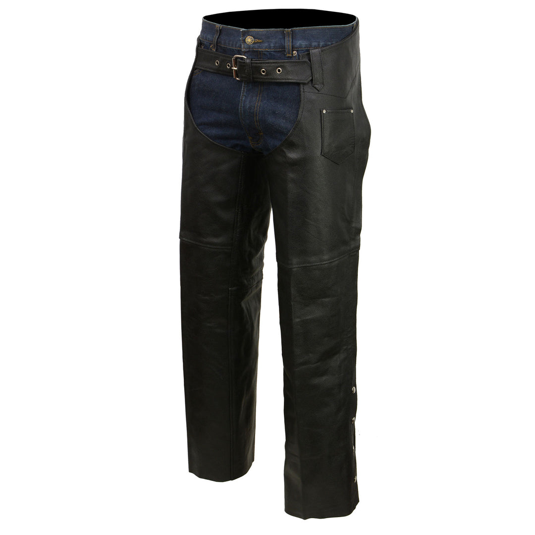 Event Biker EL1117BO Black Real Premium Leather Motorcycle Chaps for Men - Premium Leather Riding Chaps
