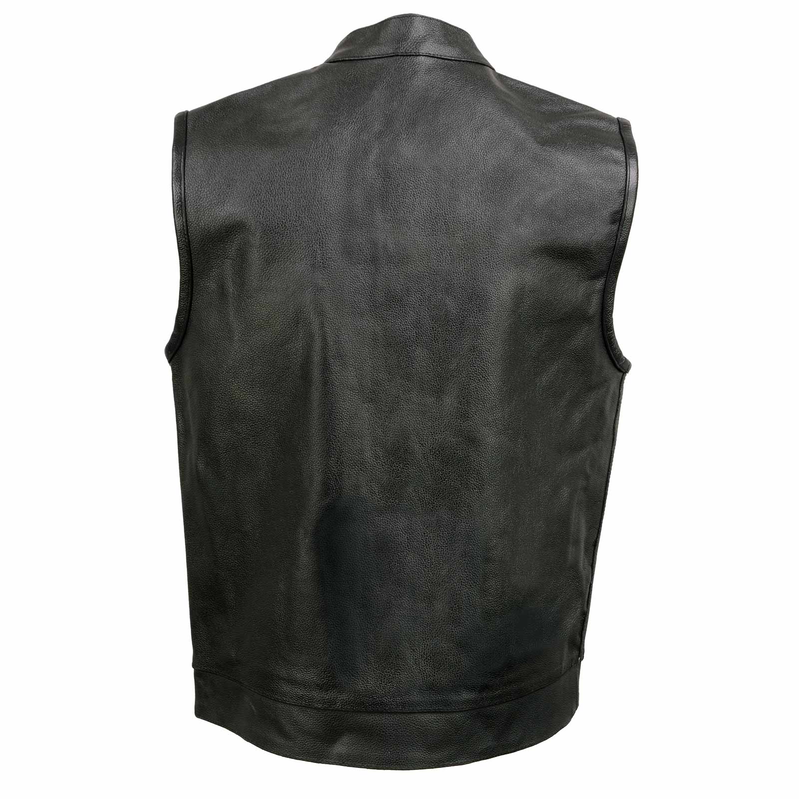 Event Leather Men's Rapid Fire Black Leather Motorcycle Vest, ELM3910