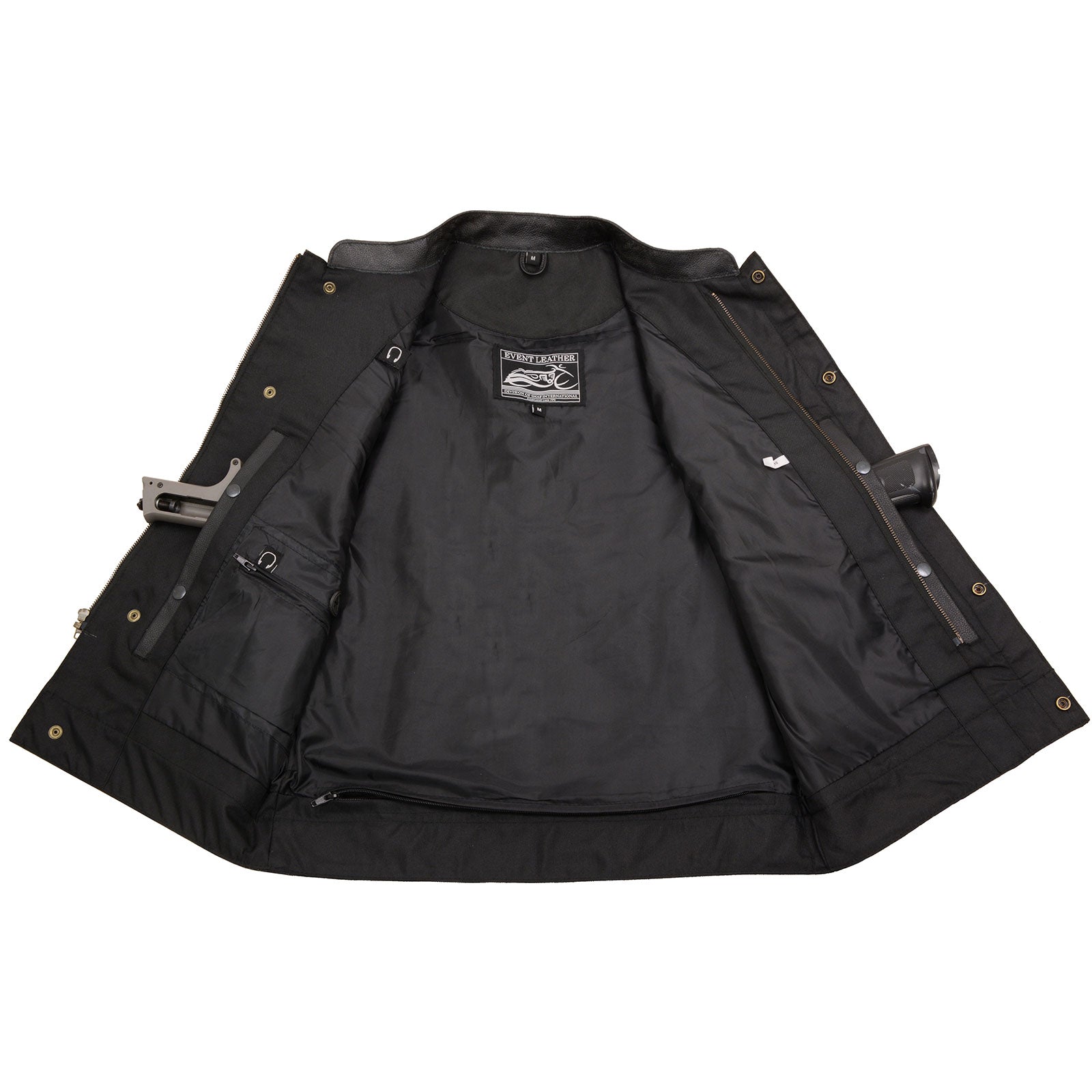 Event Leather Men's Rapid Fire Black Leather Motorcycle Vest, ELM3910