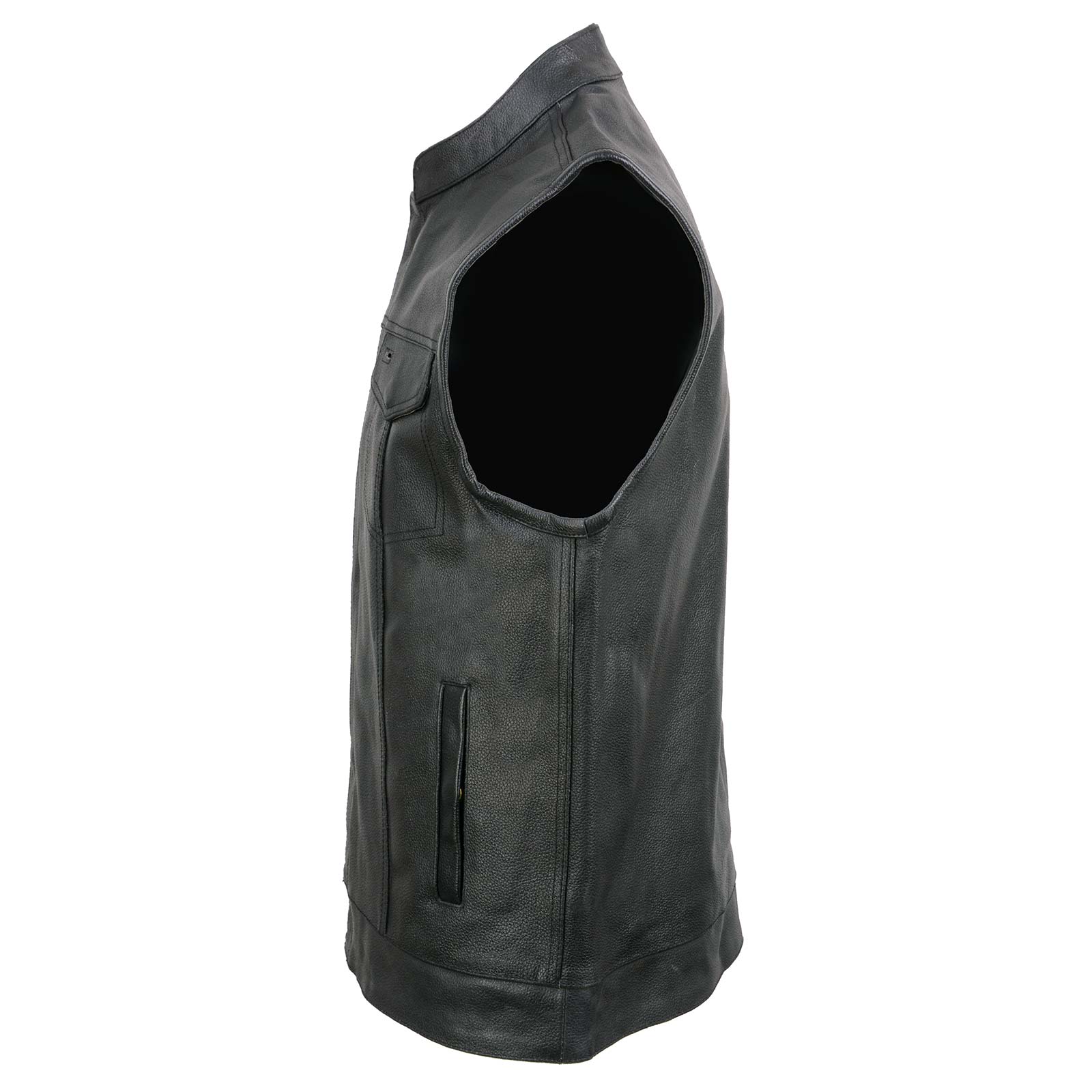 Event Leather Men's Rapid Fire Black Leather Motorcycle Vest, ELM3910