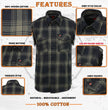 Milwaukee Leather MNG11695 Men’s Classic Black and Dark Grey Button-Down Flannel Cut Off Frayed Sleeveless Casual Shirt
