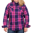Hot Leathers FLL3011 Ladies Pink, Navy and Brown Long Sleeve Ladies Flannel