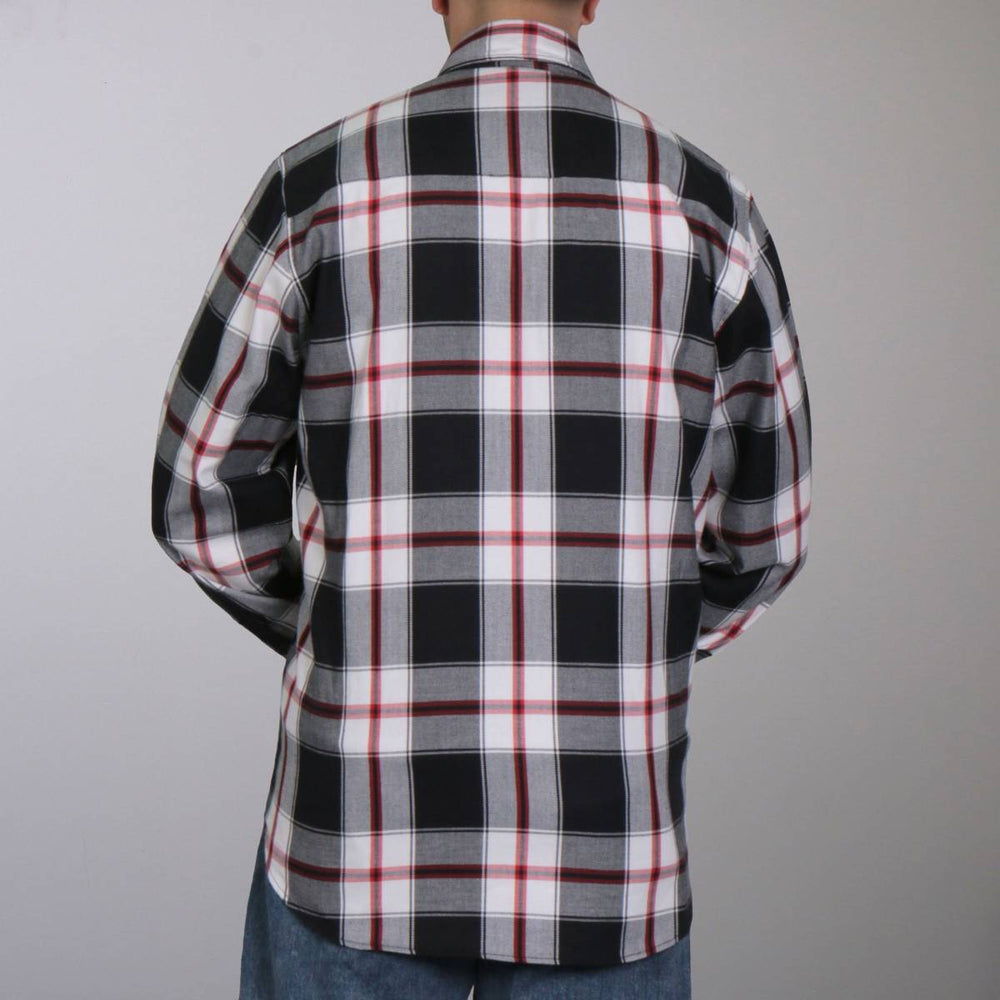 Hot Leathers FLM2003 Men's Black White and Red Long Sleeve Flannel Shirt