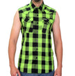 Hot Leathers FLM5002 Men’s Black and Green Sleeveless Cotton Flannel Shirt