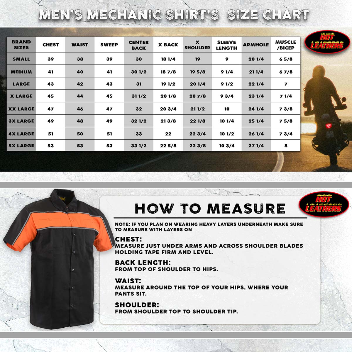 Hot Leathers GMM1004 Men's Classic Mechanic 2-Tone Button Up Work Shirt w/ Reflective Material
