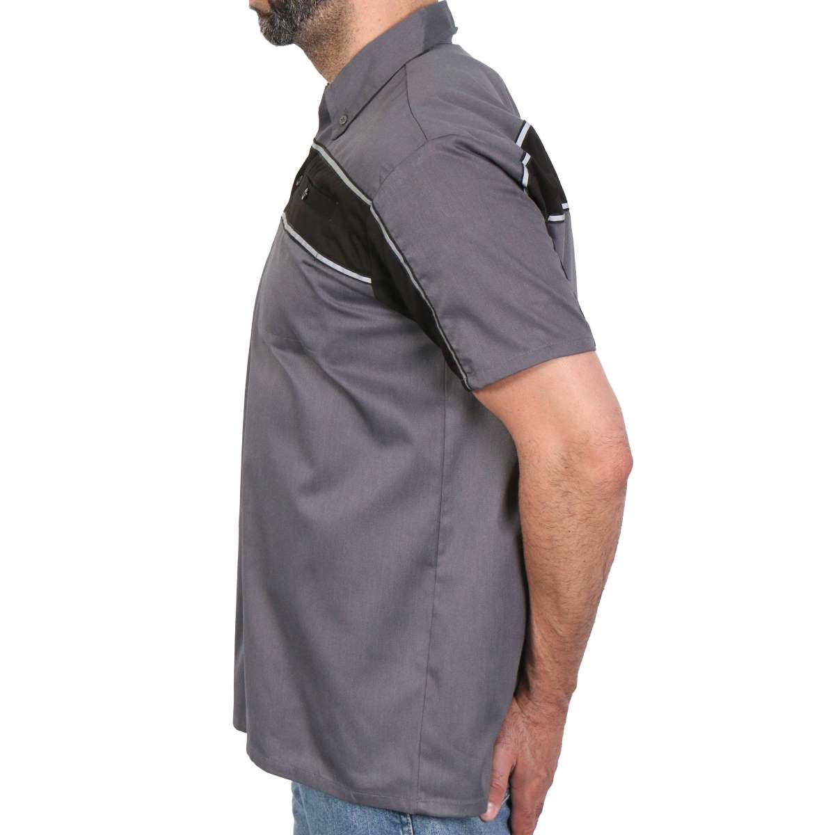 Hot Leathers GMM1005 Men's Classic Mechanic 2-Tone Button Up Work Shirt w/ Reflective Material