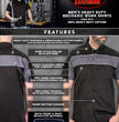 Hot Leathers GMM1006 Men's 2 Tone Stripe Black and Gray Button Up Heavy-Duty Work Shirt for | Classic Mechanic Work Shirt