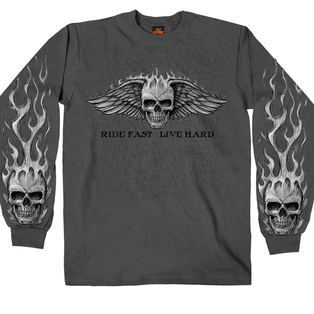 Hot Leathers GMS2118 Men’s ‘Bad Scratch’ Long Sleeve Charcoal Shirt