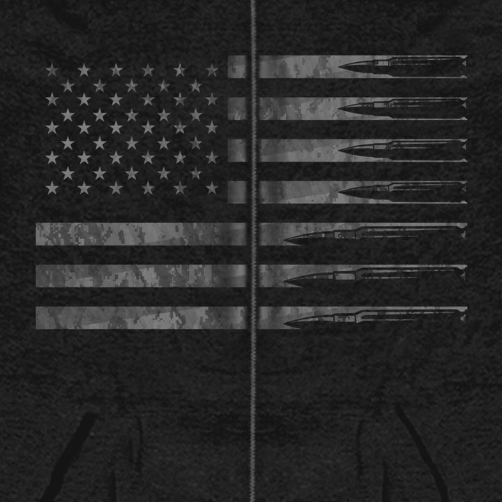 Hot Leathers GMZ4414 Men’s ‘American Flag Bullets’ Black Hoodie with Zipper Closure