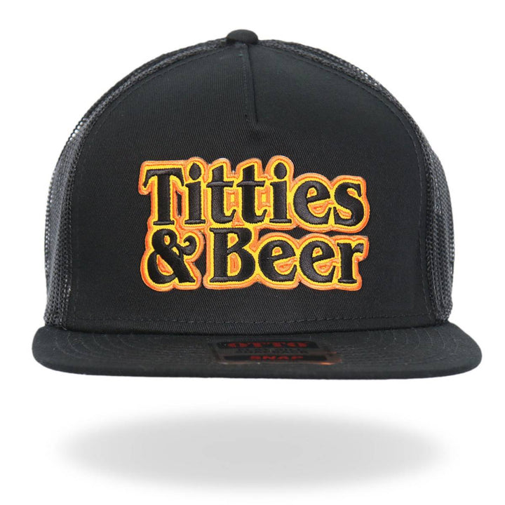 Hot Leathers Black Orange And Yellow Snapback Titties &amp; Beer GSH2042