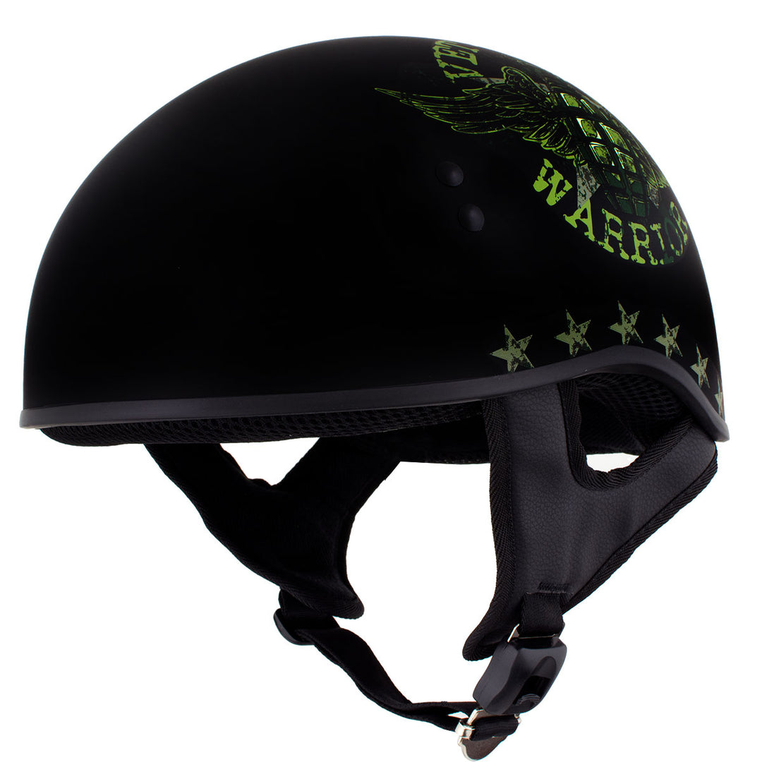 Hot Leathers HLD1025 Vet Biker Warrior Flat Black Motorcycle DOT Skull Cap Half Helmet Biker