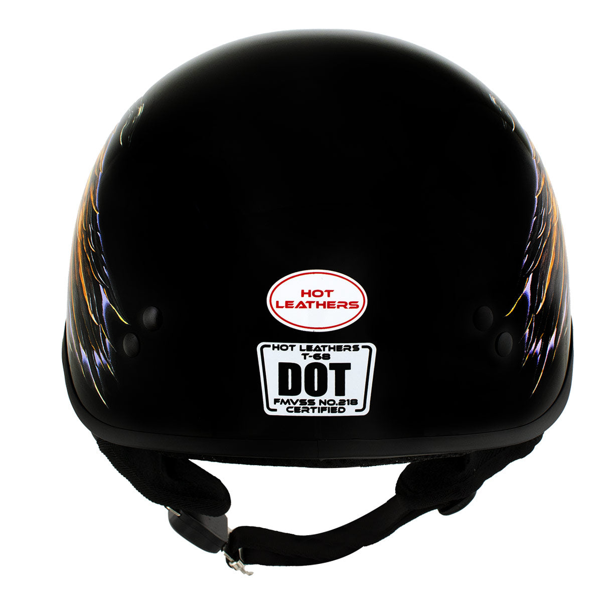 Hot Leathers HLD1028 USA Eagle Flat Black Motorcycle DOT Approved Skull Cap Half Helmet Biker