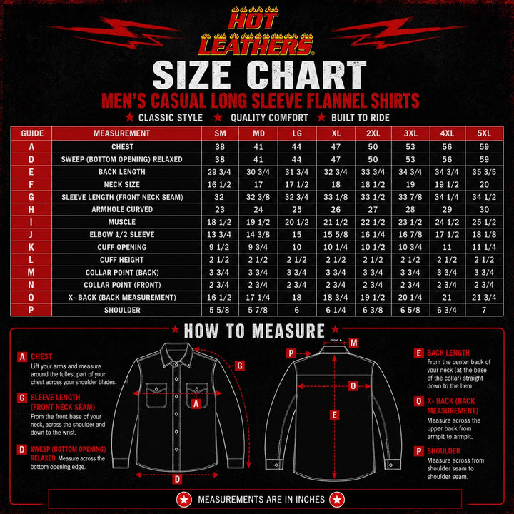 Hot Leathers JKM3202 Men’s CE Armored Flannel Motorcycle Shirt Jacket - Aramid Reinforced w/ Leather Shoulder Panels