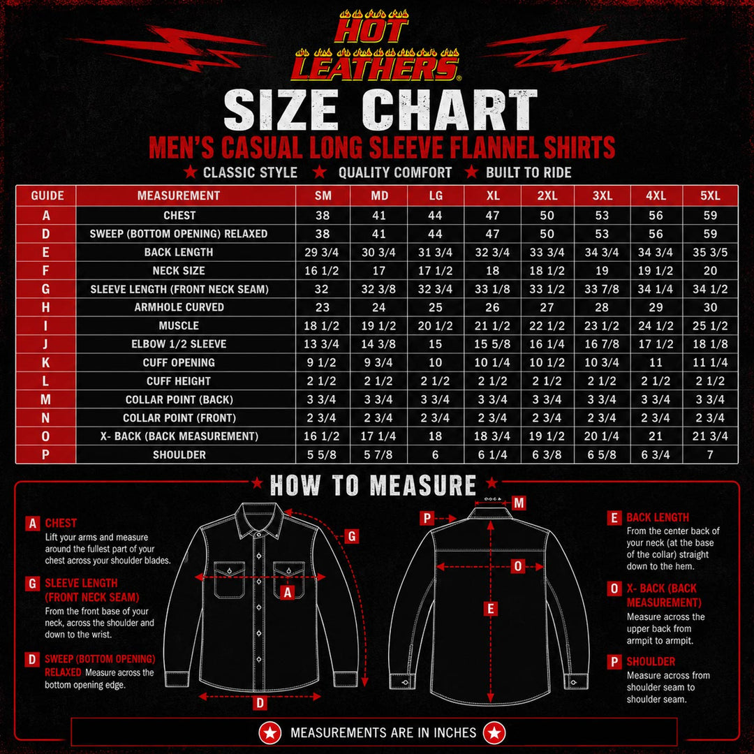 Hot Leathers JKM3201 Men’s CE Armored Flannel Motorcycle Shirt Jacket - Aramid Reinforced w/ Leather Shoulder Panels