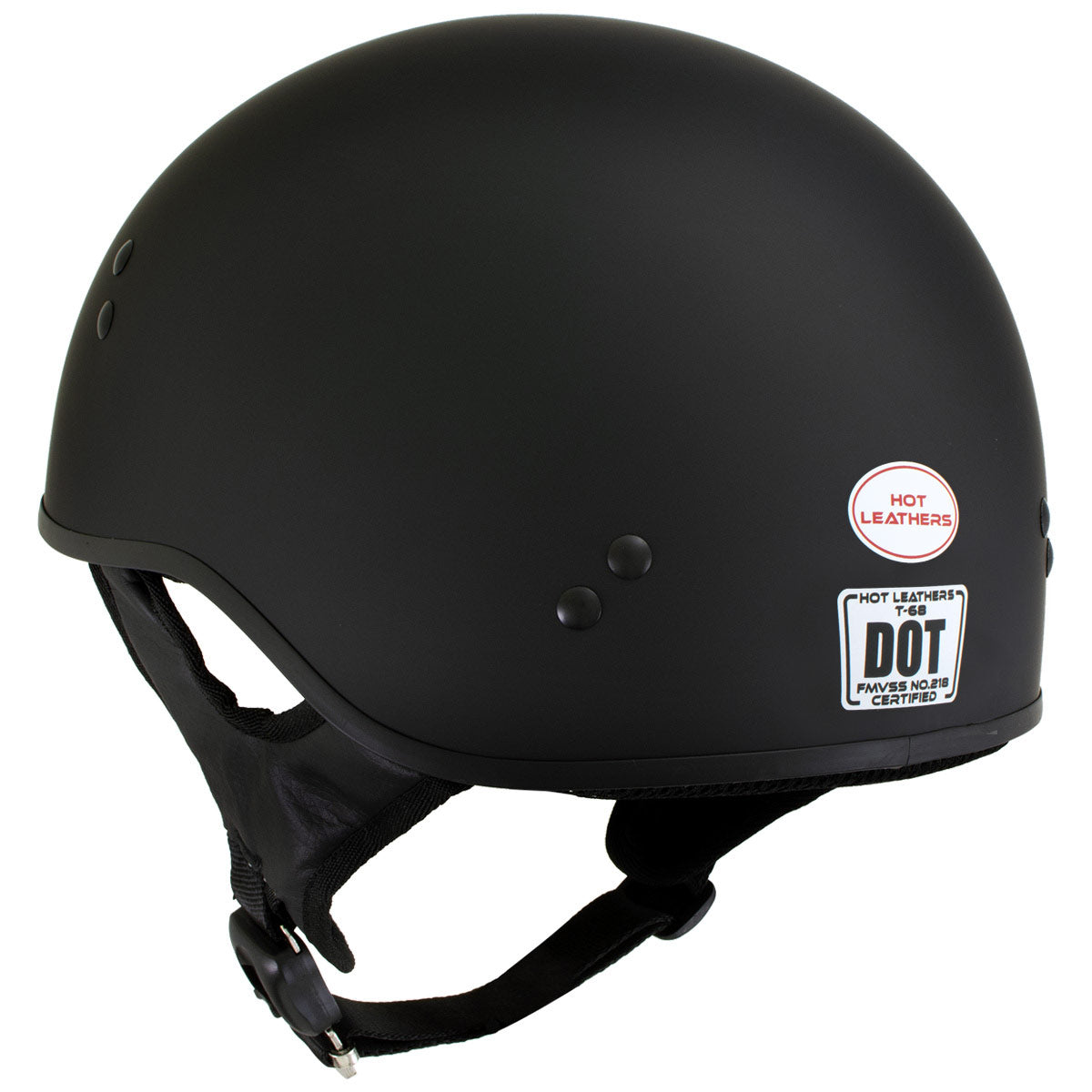 Hot Leathers Flat Matte Black Motorcycle Skull Cap Half Helmet DOT Approved HLD1001