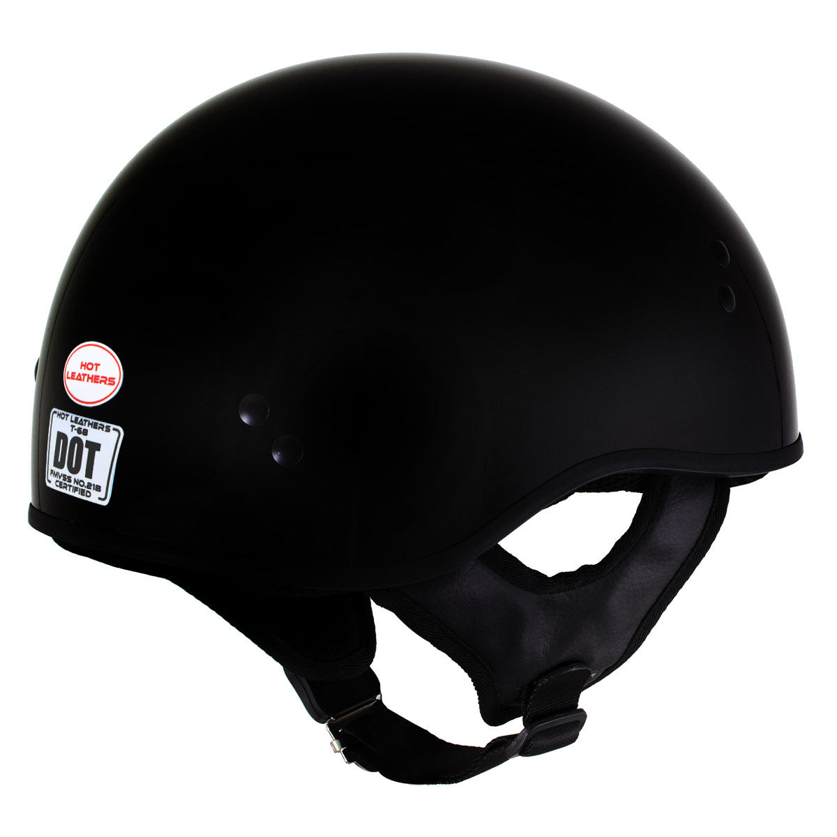 Hot Leathers HLD1002 Gloss Black Motorcycle DOT Approved Skull Cap Half Half Helmet Biker