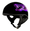 Hot Leathers HLD1007 Black Out Eagle Gloss Black Motorcycle DOT Skull Cap Half Helmet Biker