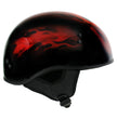 Hot Leathers HLD1018 Black Red Flame Skull Motorcycle DOT Approved Skull Cap Half Helmet Biker