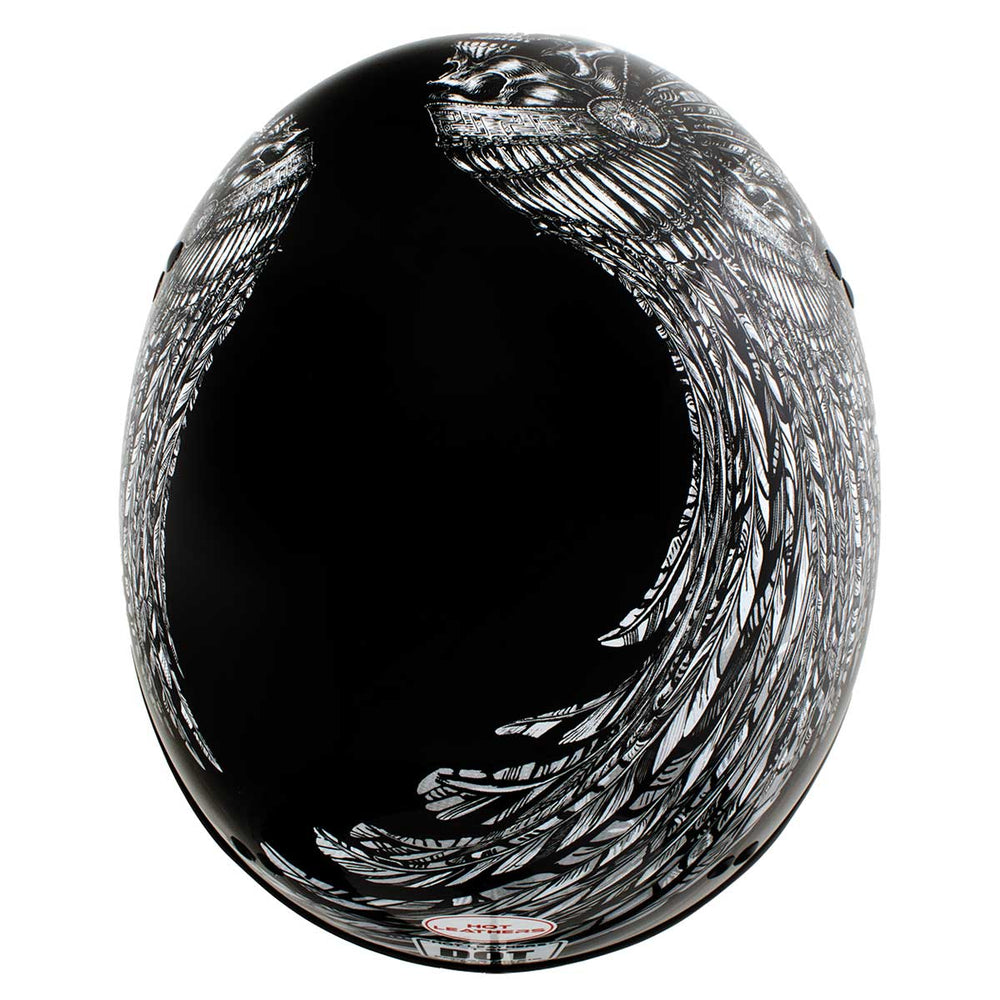 Hot Leathers HLD1032 Black Indian Skull Motorcycle DOT Approved Skull Cap Half Helmet Biker