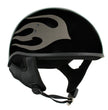 Hot Leathers HLD1036 Silver Flames Gloss Black Motorcycle DOT Approved Skull Cap Half Helmet