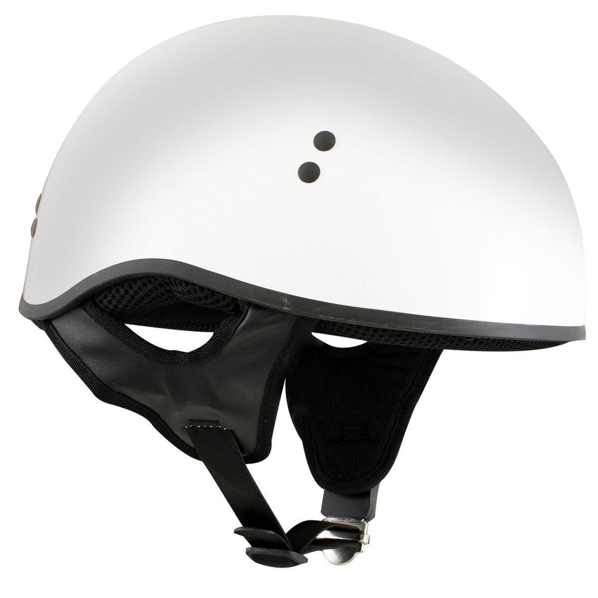Hot Leathers HLT68 The O.G. Glossy White Motorcycle Skull Cap Half DOT Approved Helmet