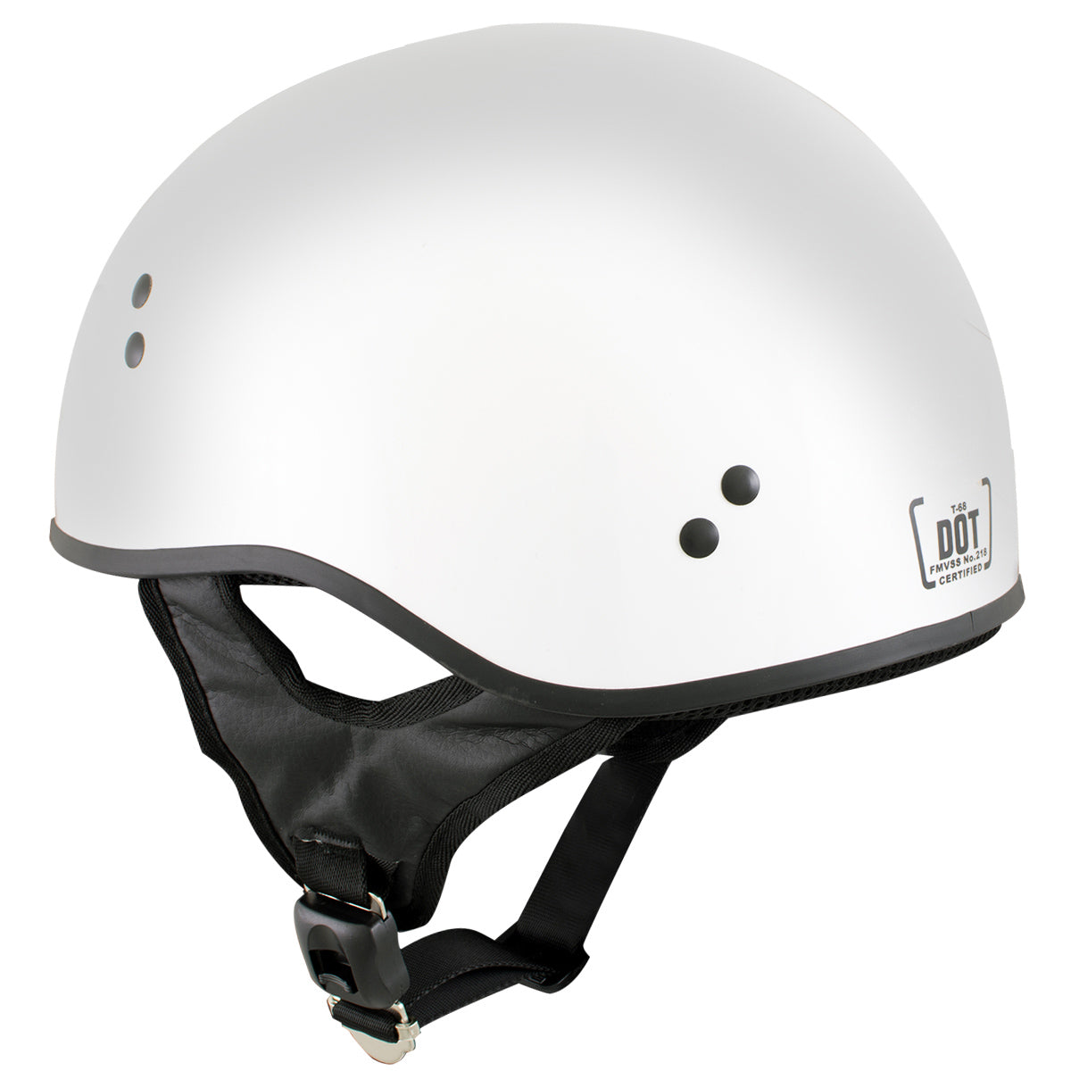 Hot Leathers HLT68 The O.G. Glossy White Motorcycle Skull Cap Half DOT Approved Helmet