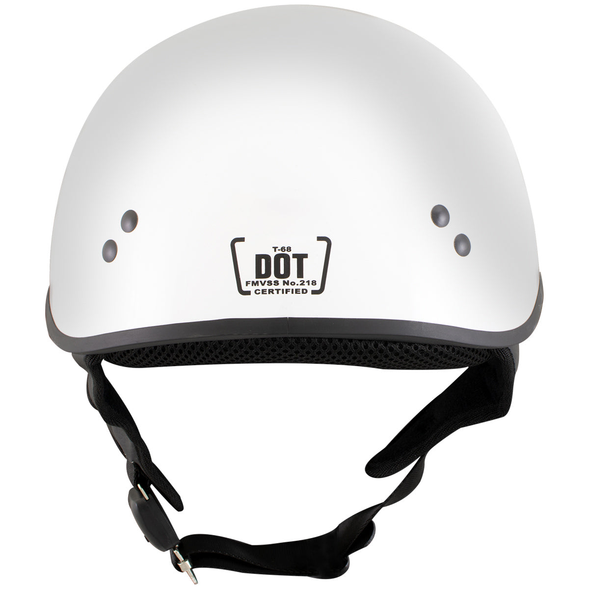 Hot Leathers HLT68 The O.G. Glossy White Motorcycle Skull Cap Half DOT Approved Helmet