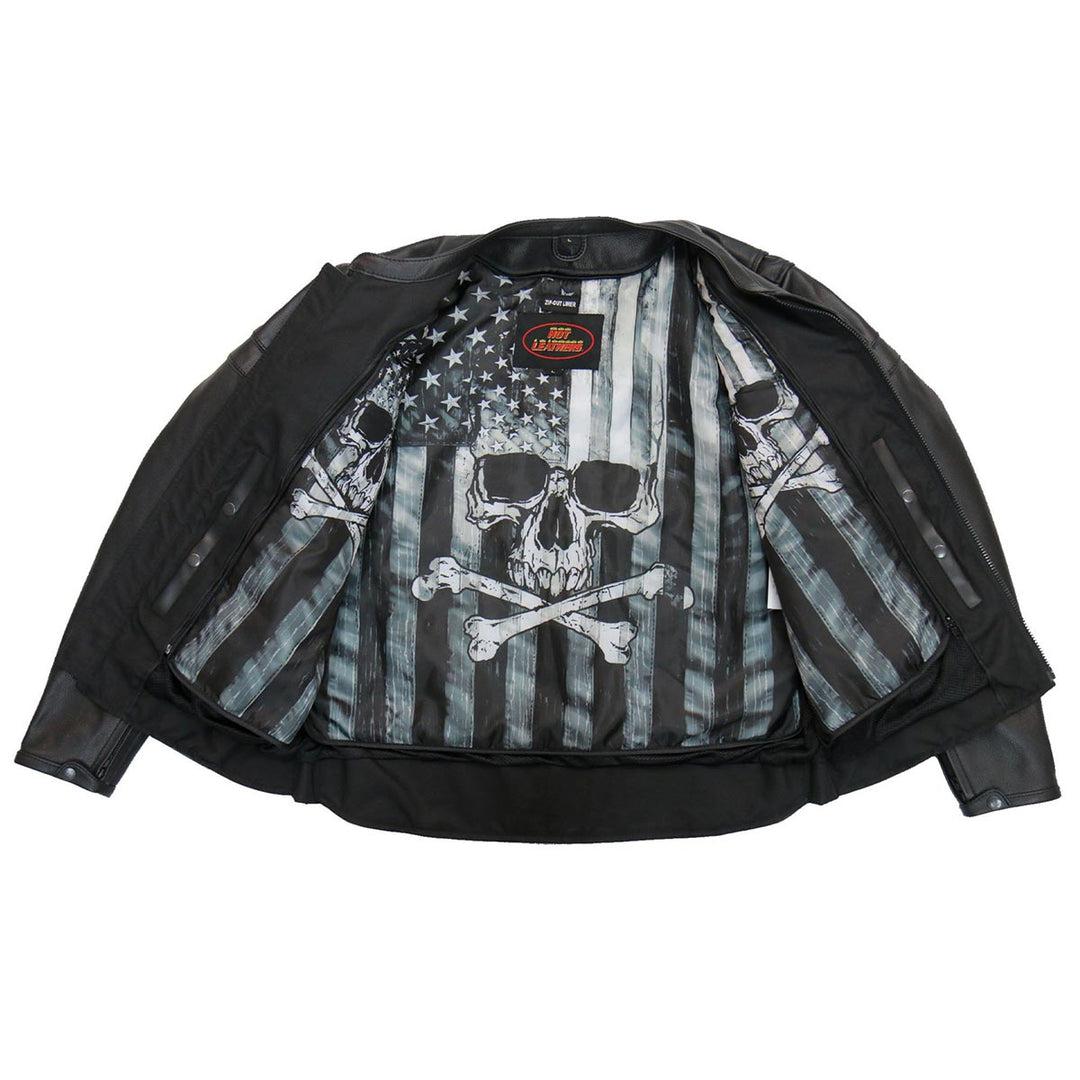 Hot Leathers JKM1032 Men’s Black ‘Skull Flag&
