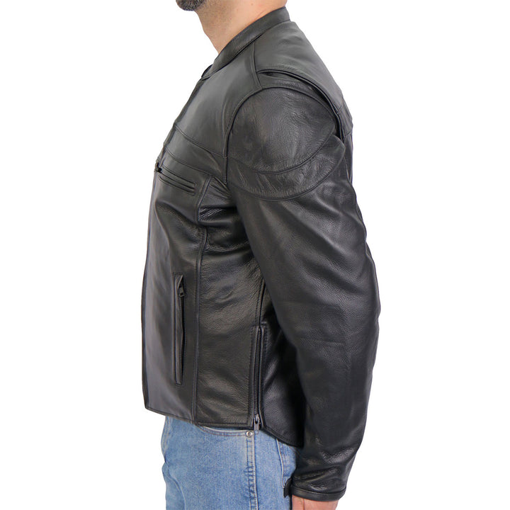 Hot Leathers JKM1032 Men’s Black ‘Skull Flag&