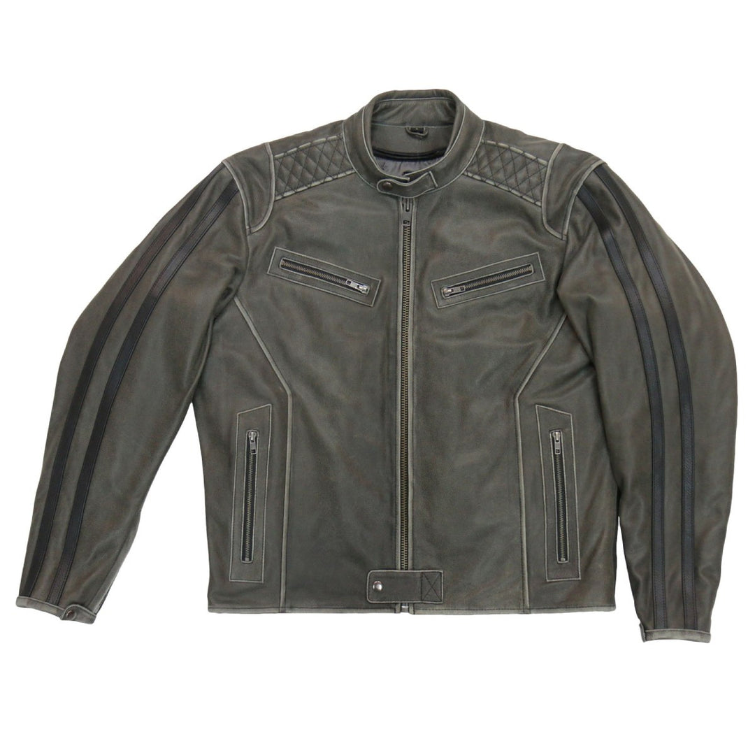 Hot Leathers JKM1033 Men’s Distress Grey ‘Café Racer&