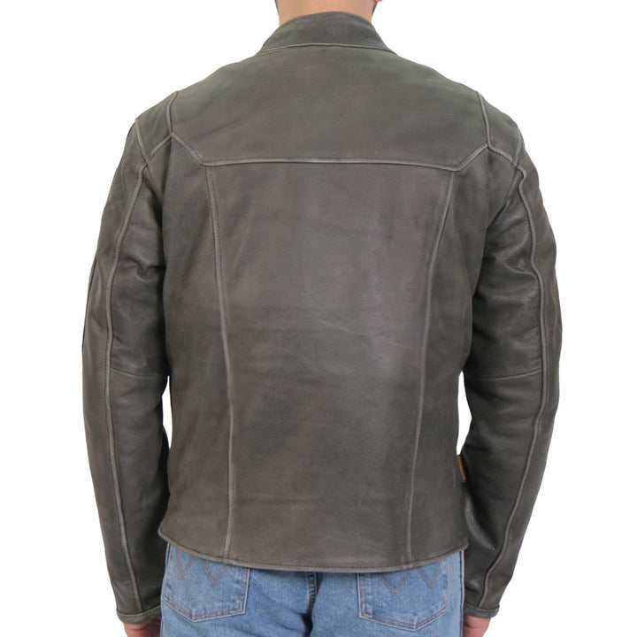 Hot Leathers JKM1033 Men’s Distress Grey ‘Café Racer&