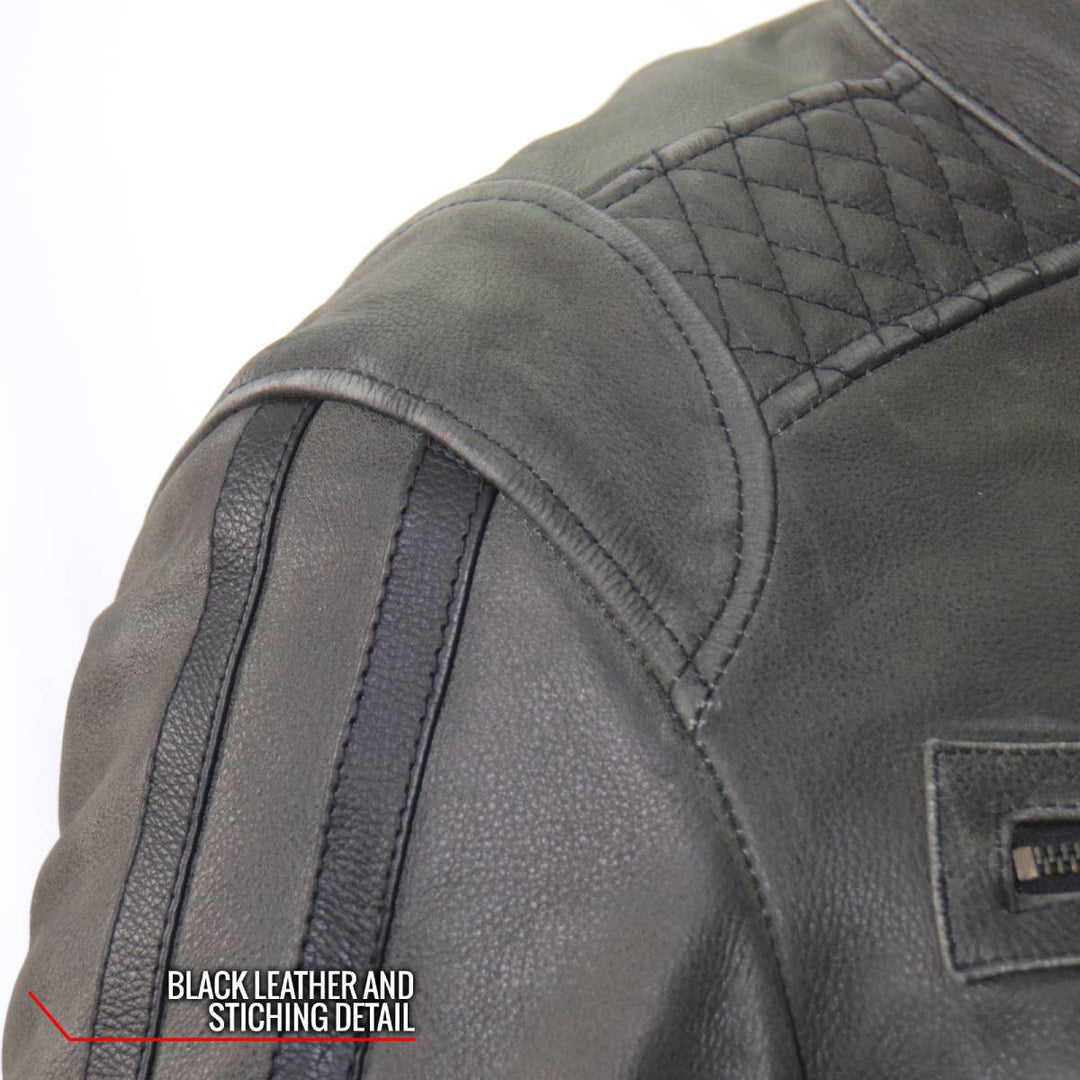 Hot Leathers JKM1033 Men’s Distress Grey ‘Café Racer&