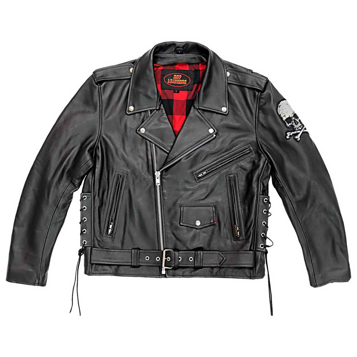 Hot Leathers Men's Bone Riot Leather Motorcycle Jacket - JKM2001