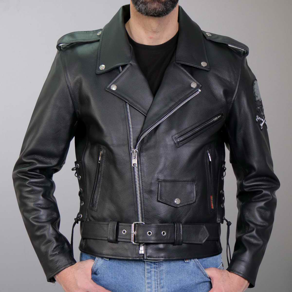 Hot Leathers Men's Black Motorcycle Jacket JKM2001