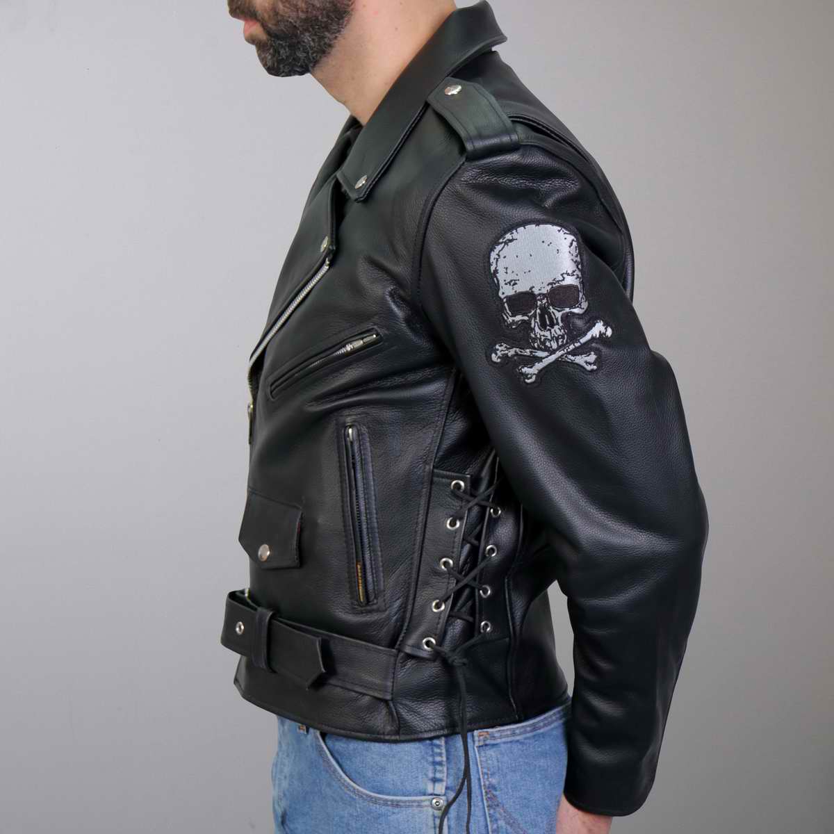 Hot Leathers Men's Black Motorcycle Jacket JKM2001