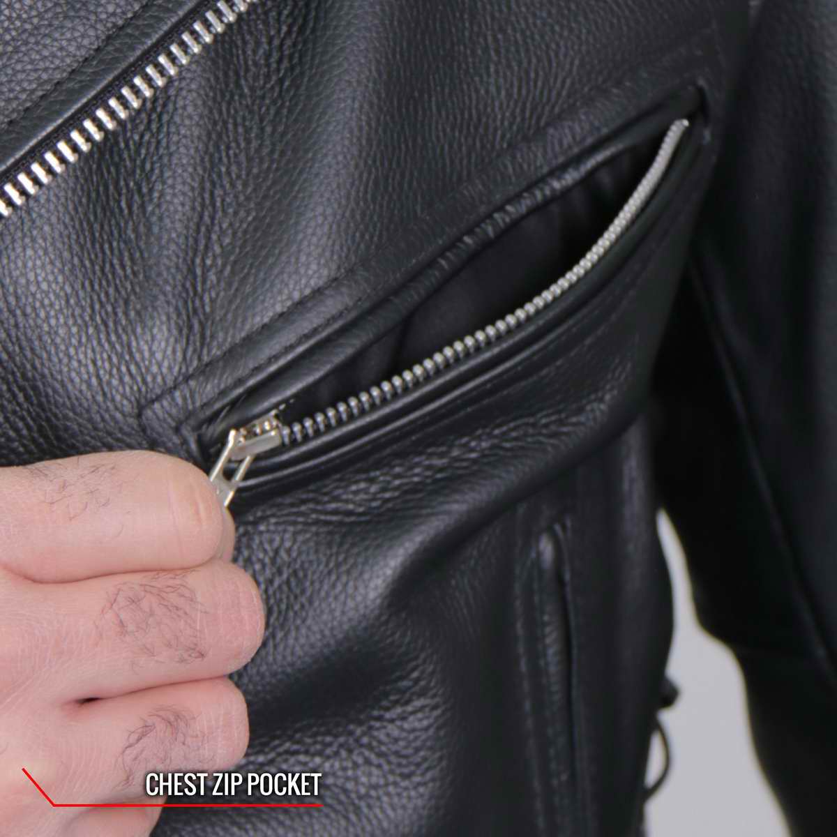 Hot Leathers Men's Black Motorcycle Jacket JKM2001