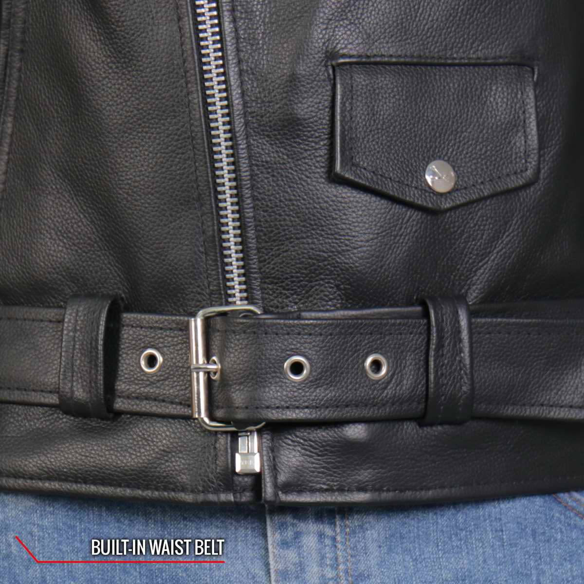 Hot Leathers Men's Black Motorcycle Jacket JKM2001