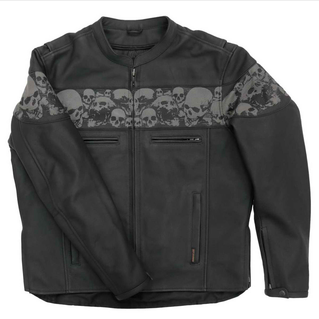 Hot Leathers JKM2002 Men’s Black ‘Reflective Skull&