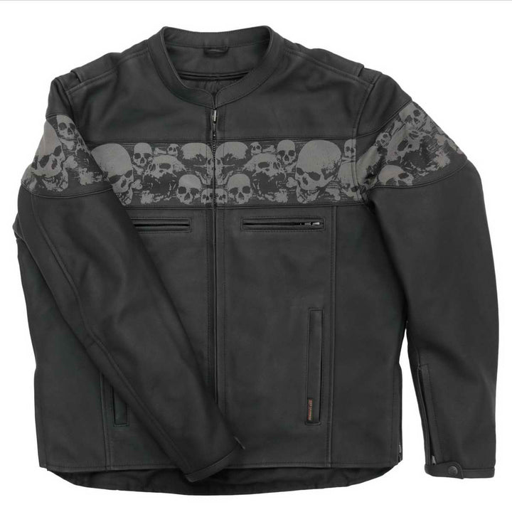 Hot Leathers JKM2002 Men’s Black ‘Reflective Skull&