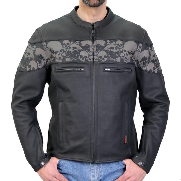 Hot Leathers JKM2002 Men’s Black ‘Reflective Skull&
